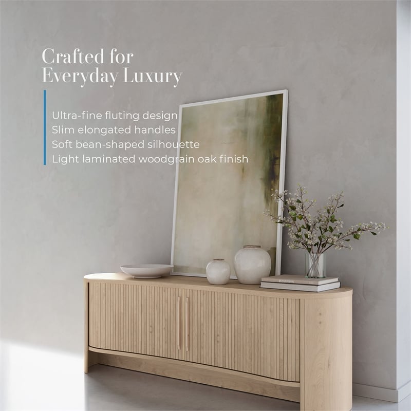 OVE Sarah 59 in. Media Console in Light Oak with Wood Hardware