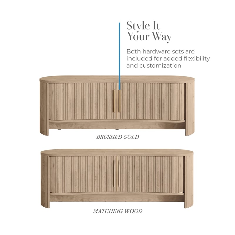 OVE Sarah 59 in. Media Console in Light Oak with Wood Hardware
