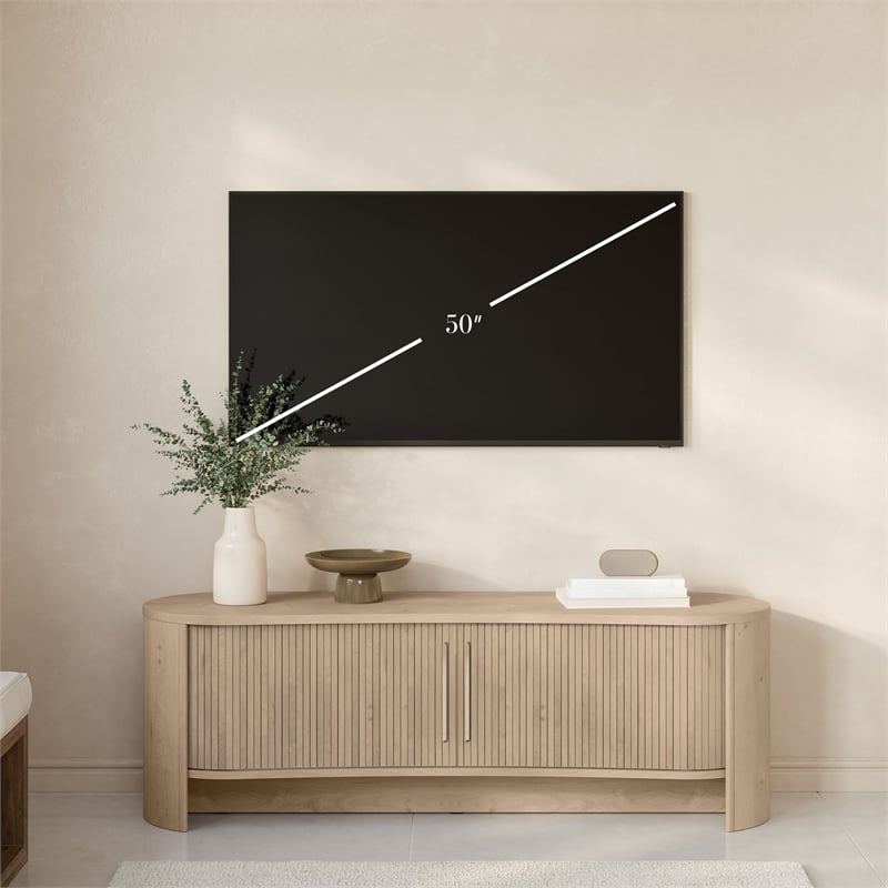 OVE Sarah 59 in. Media Console in Light Oak with Wood Hardware