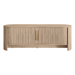 OVE Sarah 59 in. Modern Media Console in Light Oak with Brushed Gold Hardware