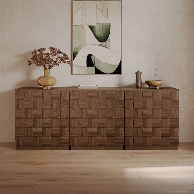 OVE Alana 29 in. Set of 3 Accent Cabinets in Warm Walnut in Warm Walnut
