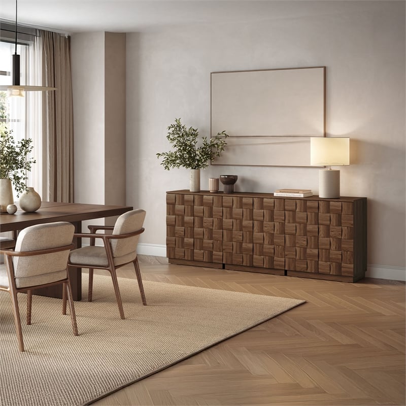 OVE Alana 29 in. Set of 3 Accent Cabinets in Warm Walnut in Warm Walnut