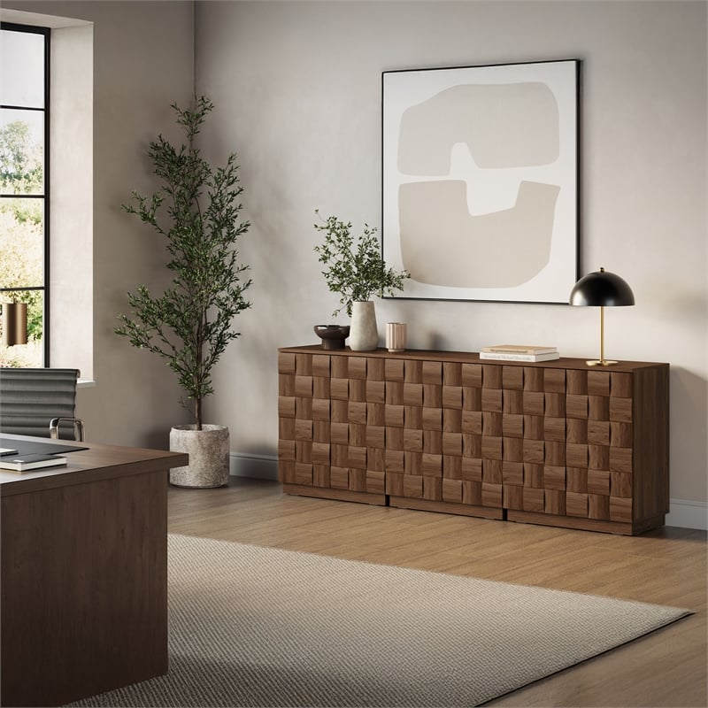 OVE Alana 29 in. Set of 3 Accent Cabinets in Warm Walnut in Warm Walnut