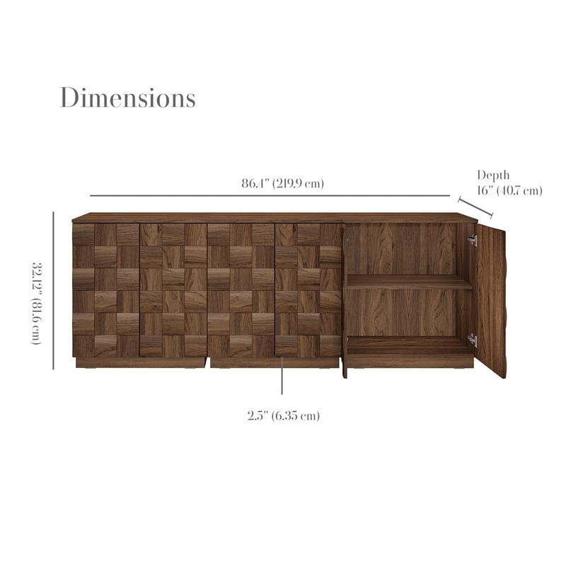 OVE Alana 29 in. Set of 3 Accent Cabinets in Warm Walnut in Warm Walnut