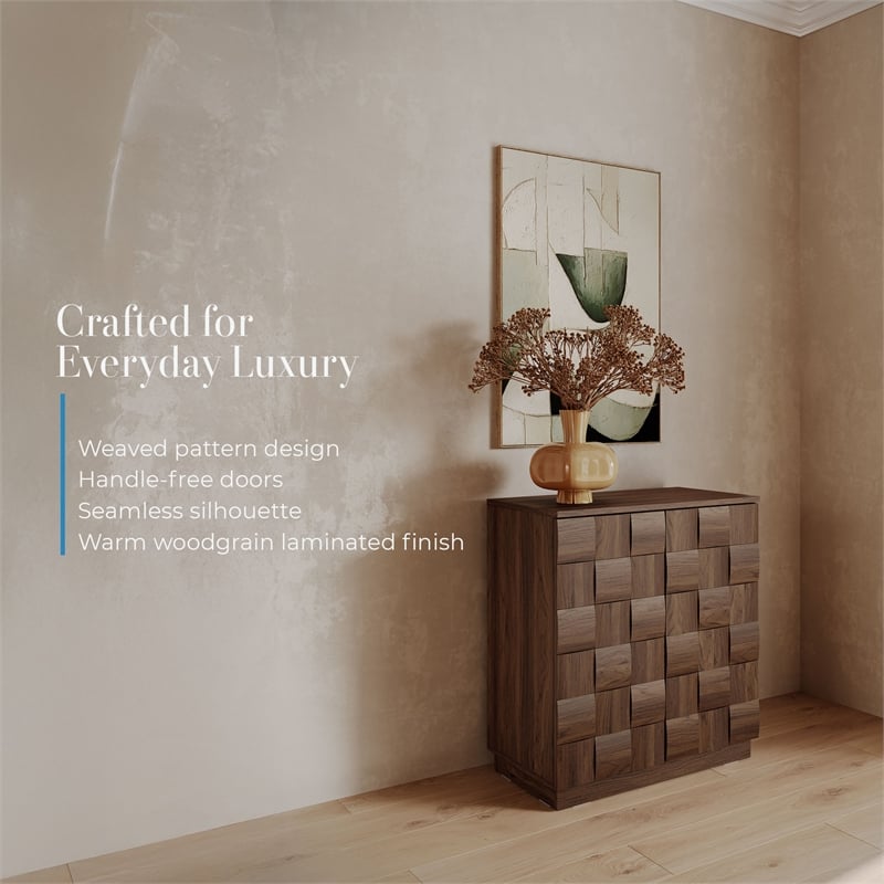 OVE Alana 29 in. Set of 3 Accent Cabinets in Warm Walnut in Warm Walnut