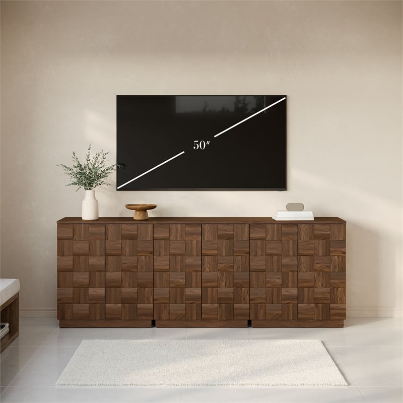 OVE Alana 29 in. Set of 3 Accent Cabinets in Warm Walnut in Warm Walnut