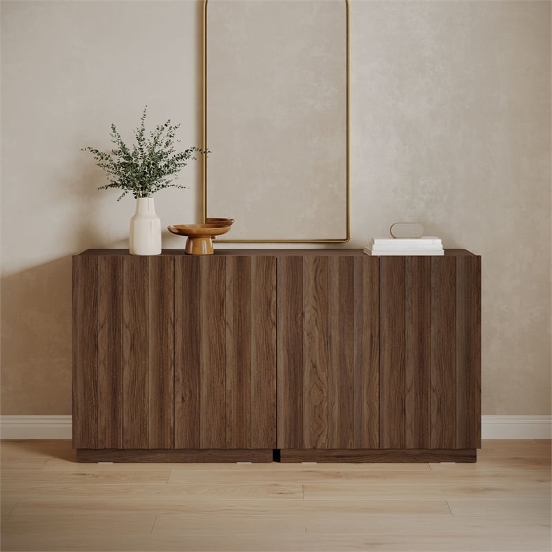 OVE Albert 31 in. Set of 2 Accent Cabinets - Warm Walnut