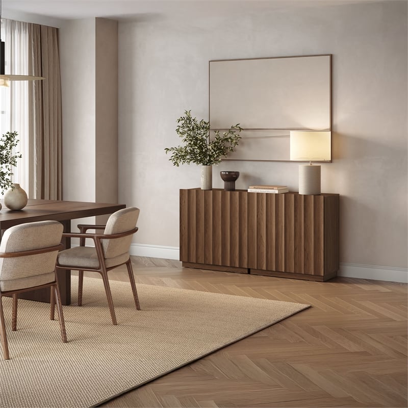 OVE Albert 31 in. Set of 2 Accent Cabinets - Warm Walnut