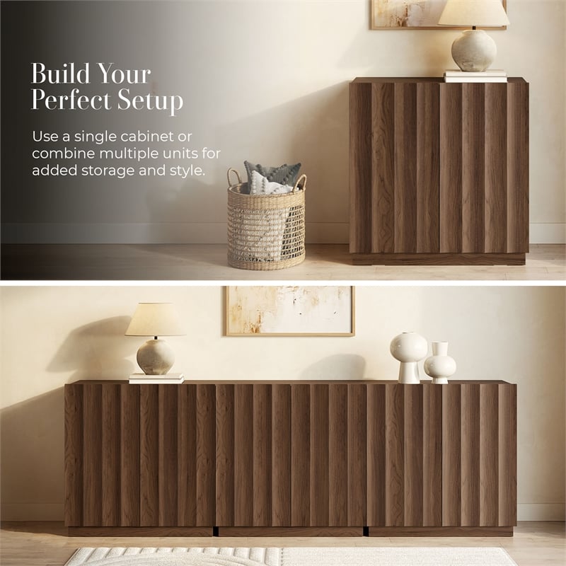 OVE Albert 31 in. Set of 2 Accent Cabinets - Warm Walnut