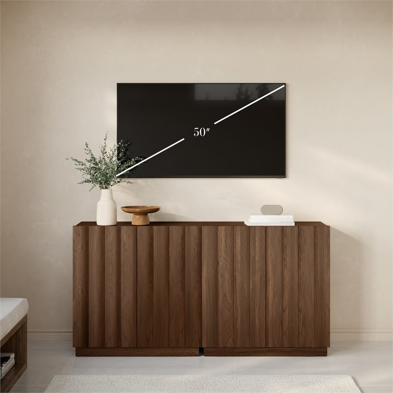 OVE Albert 31 in. Set of 2 Accent Cabinets - Warm Walnut