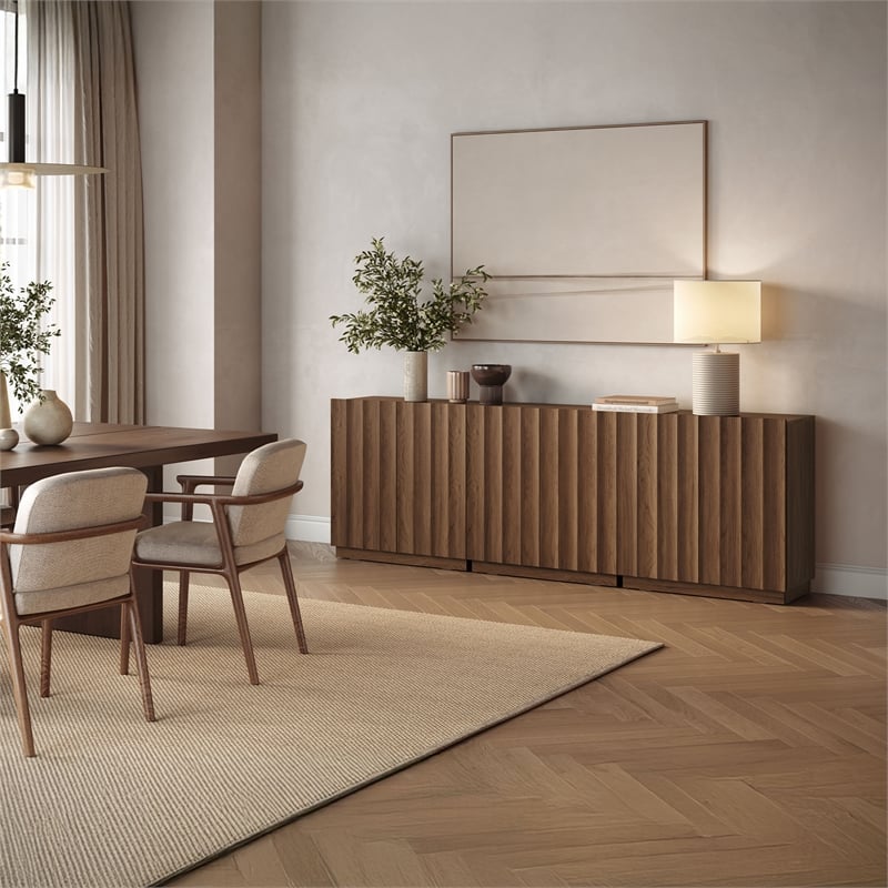 OVE Albert 31 in. Set of 3 Accent Cabinets - Warm Walnut