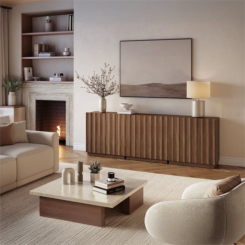 OVE Albert 31 in. Set of 3 Accent Cabinets - Warm Walnut