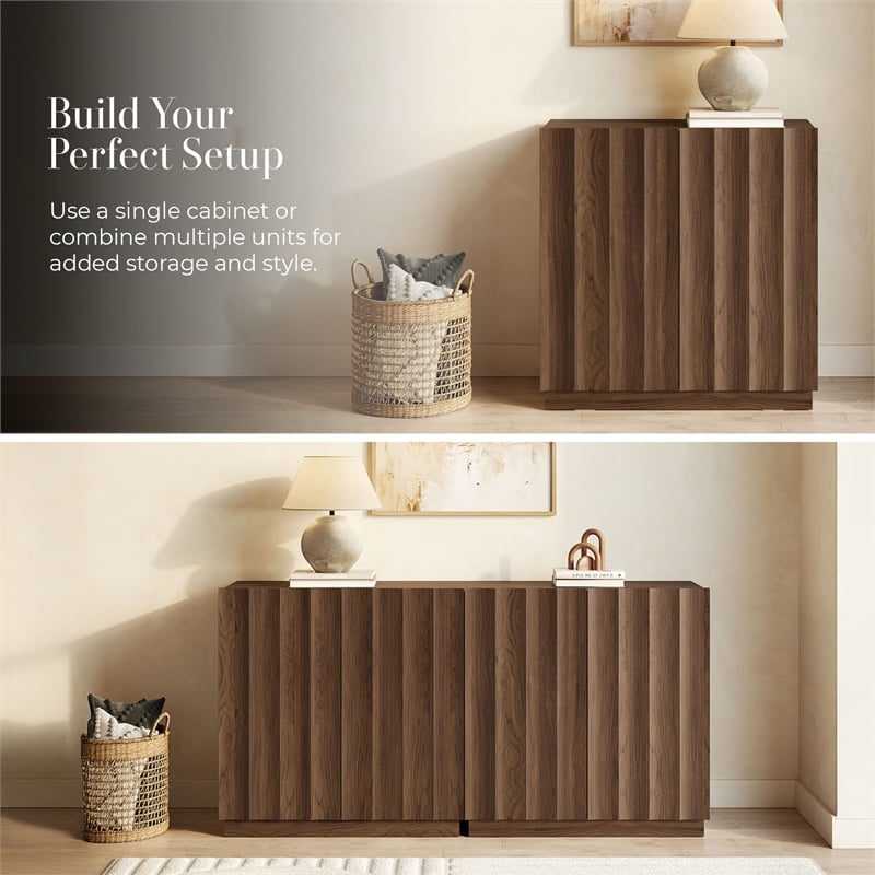 OVE Albert 31 in. Set of 3 Accent Cabinets - Warm Walnut