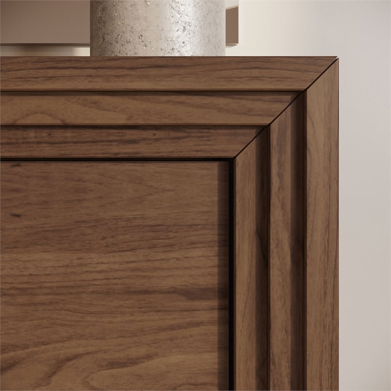 OVE Jenna 35 in. Set of 2 Accent Cabinets in Warm Walnut with Matte Black Hardware