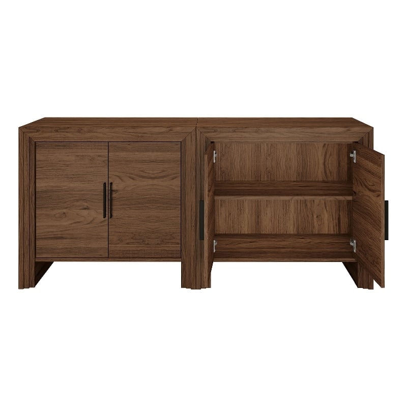 OVE Jenna 35 in. Set of 2 Accent Cabinets in Warm Walnut with Matte Black Hardware