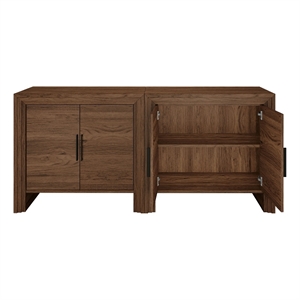 OVE Jenna 35 in. 2-Piece Accent Cabinets in Warm Walnut with Matte Black Hardware