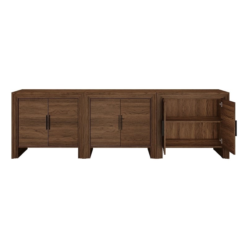OVE Jenna 35 in. Set of 2 Accent Cabinets in Warm Walnut with Matte Black Hardware