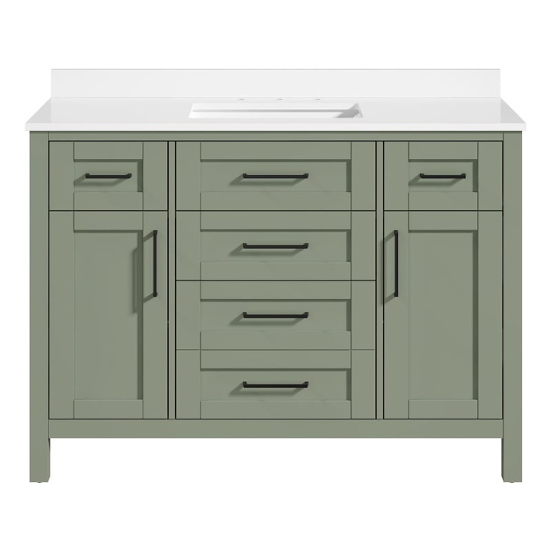 Tahoe 48 in. Bathroom Vanity in Sage Green with White Countertop