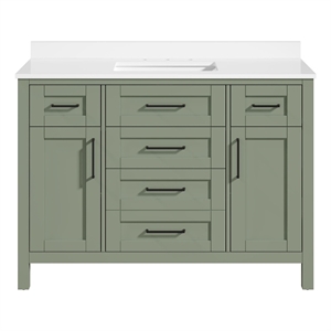OVE Tahoe 48 in. Bathroom Vanity in Sage Green with White Countertop