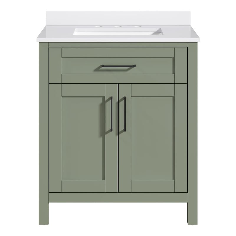 Tahoe 30 in. Bathroom Vanity in Sage Green with White Countertop