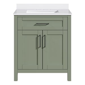 OVE Tahoe 30 in. Bathroom Vanity in Sage Green with White Countertop