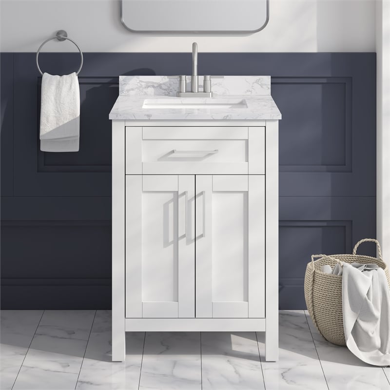 Tahoe 24 in. Bathroom Vanity in Pure White with White Countertop