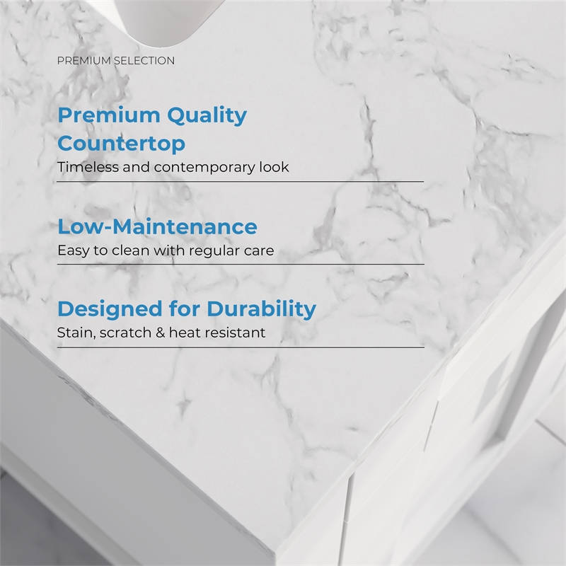Tahoe 24 in. Bathroom Vanity in Pure White with White Countertop