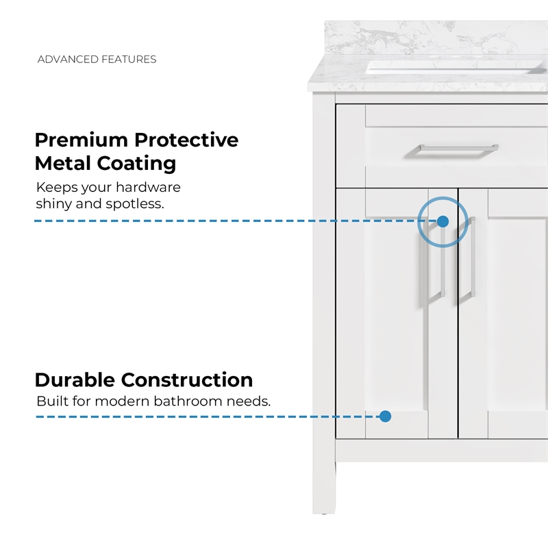 Tahoe 24 in. Bathroom Vanity in Pure White with White Countertop