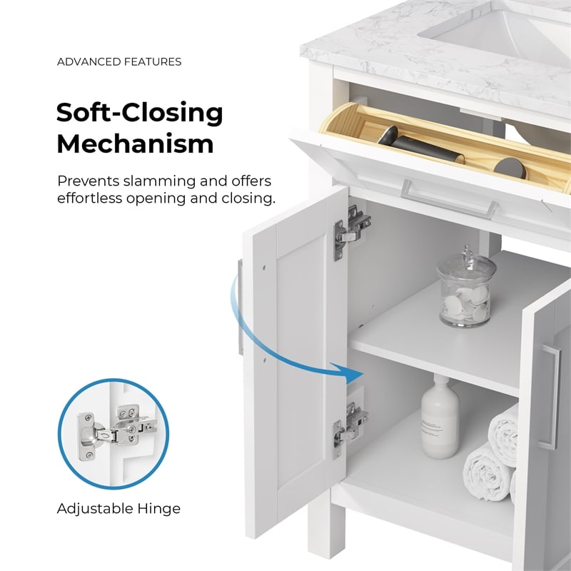 Tahoe 24 in. Bathroom Vanity in Pure White with White Countertop