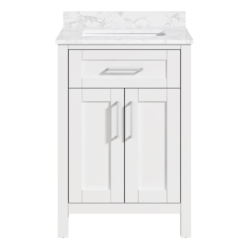 Tahoe 24 in. Bathroom Vanity in Pure White with White Countertop