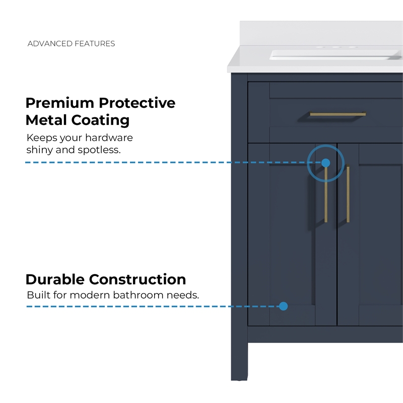 Tahoe 24 in. Bathroom Vanity in Midnight Blue with White Countertop