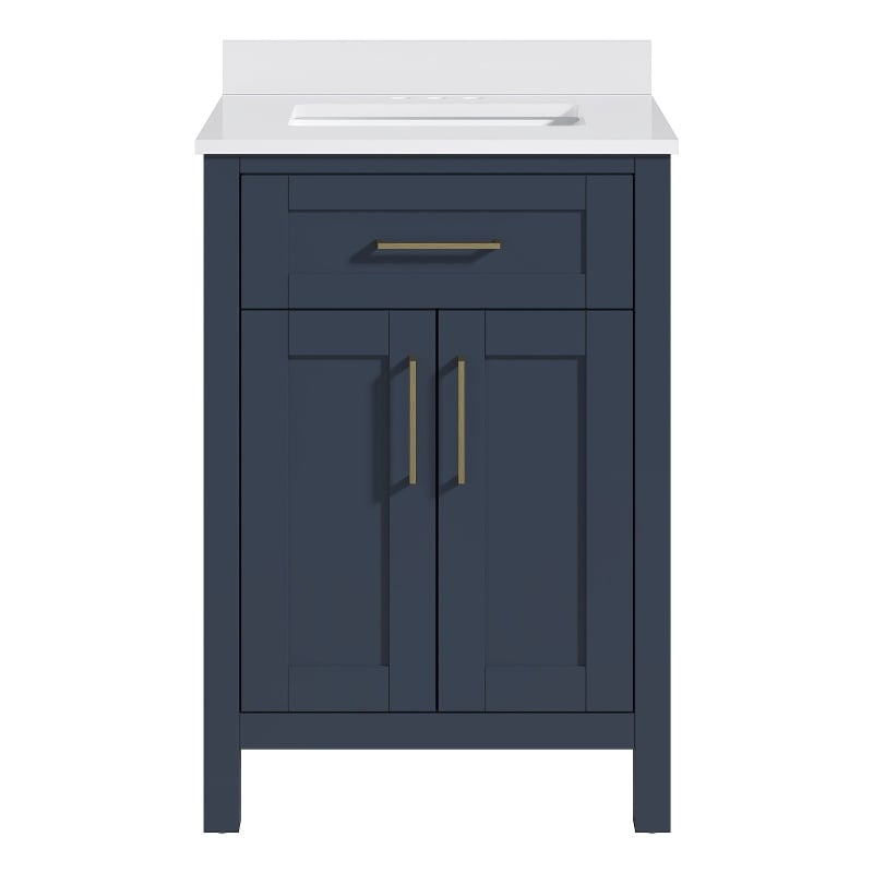 Tahoe 24 in. Bathroom Vanity in Midnight Blue with White Countertop