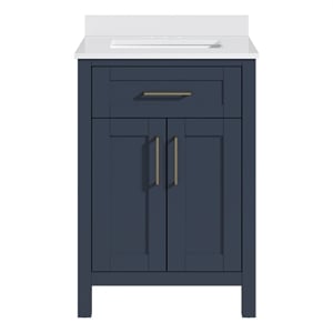 OVE Tahoe 24 in. Bathroom Vanity in Midnight Blue with White Countertop