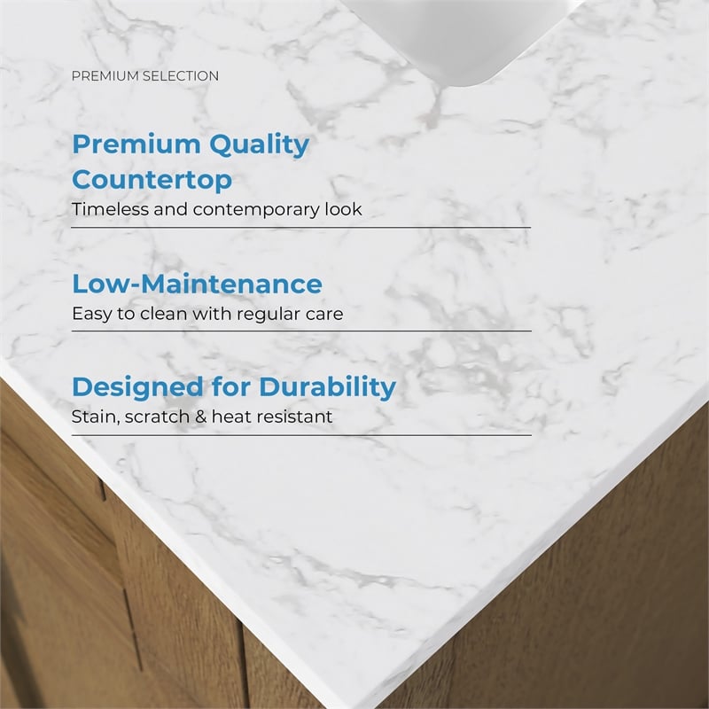 Tahoe 24 in. Bathroom Vanity in Almond Latte with White Countertop