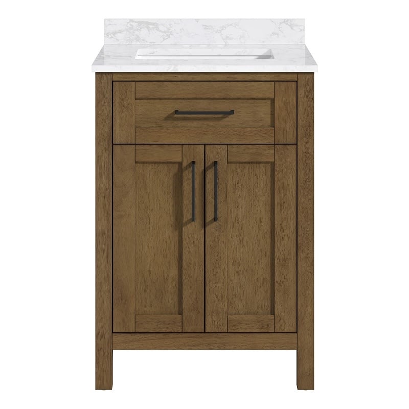 Tahoe 24 in. Bathroom Vanity in Almond Latte with White Countertop