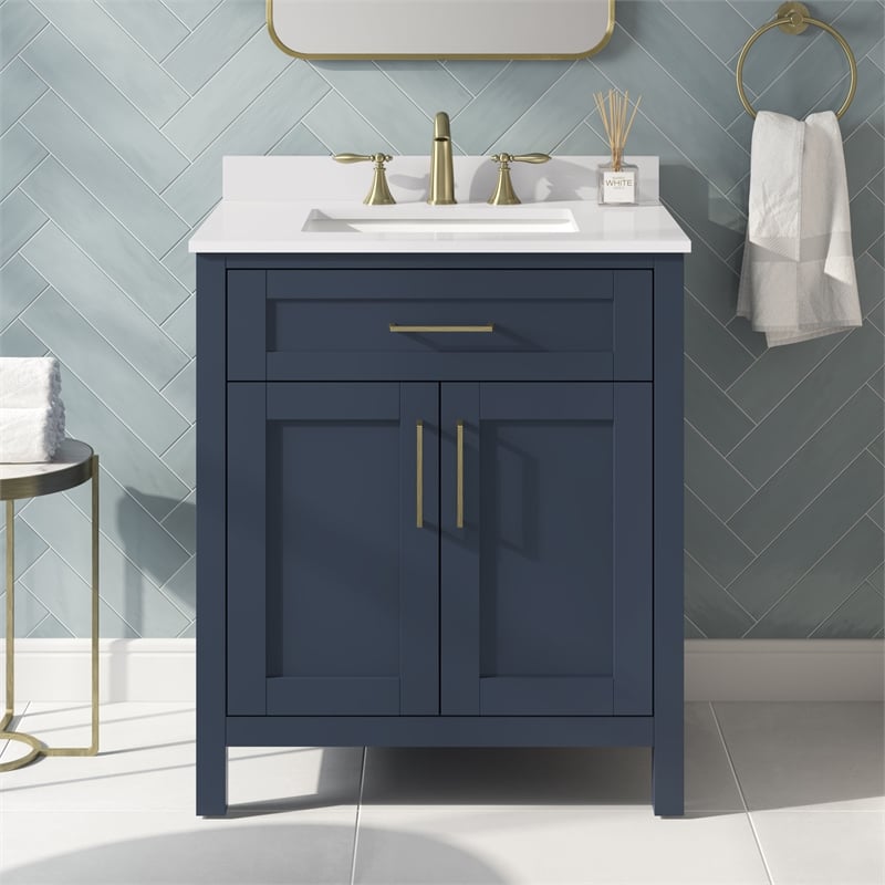 Tahoe 30 in. Bathroom Vanity in Midnight Blue with White Countertop