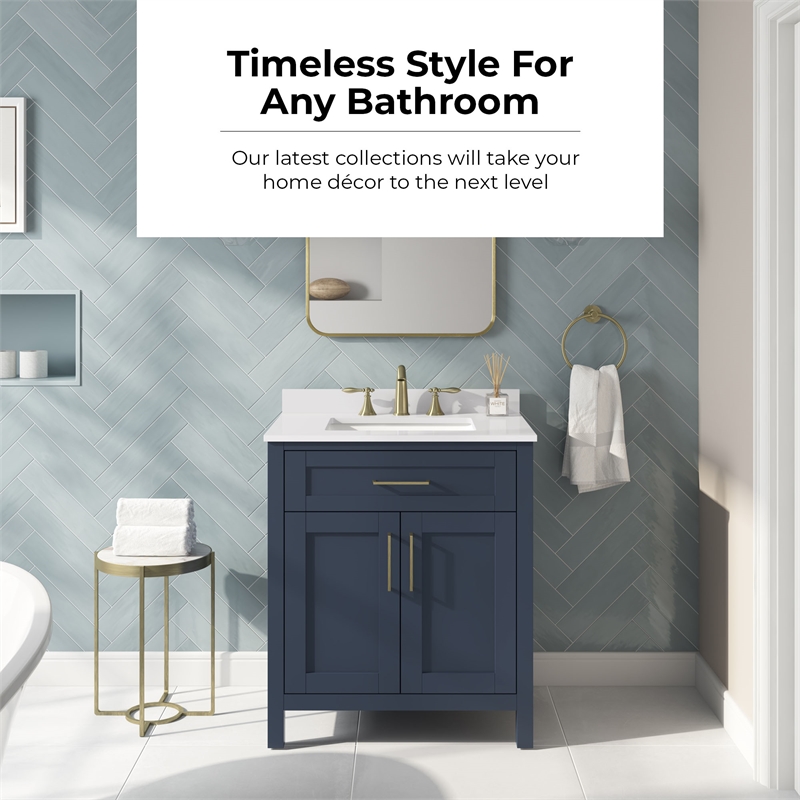 Tahoe 30 in. Bathroom Vanity in Midnight Blue with White Countertop