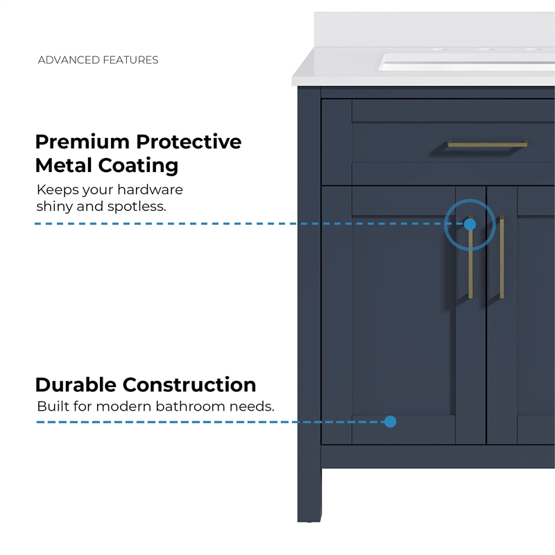 Tahoe 30 in. Bathroom Vanity in Midnight Blue with White Countertop