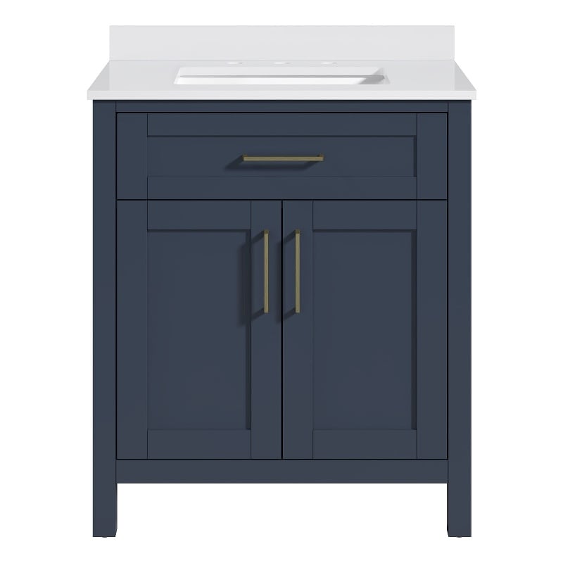 Tahoe 30 in. Bathroom Vanity in Midnight Blue with White Countertop