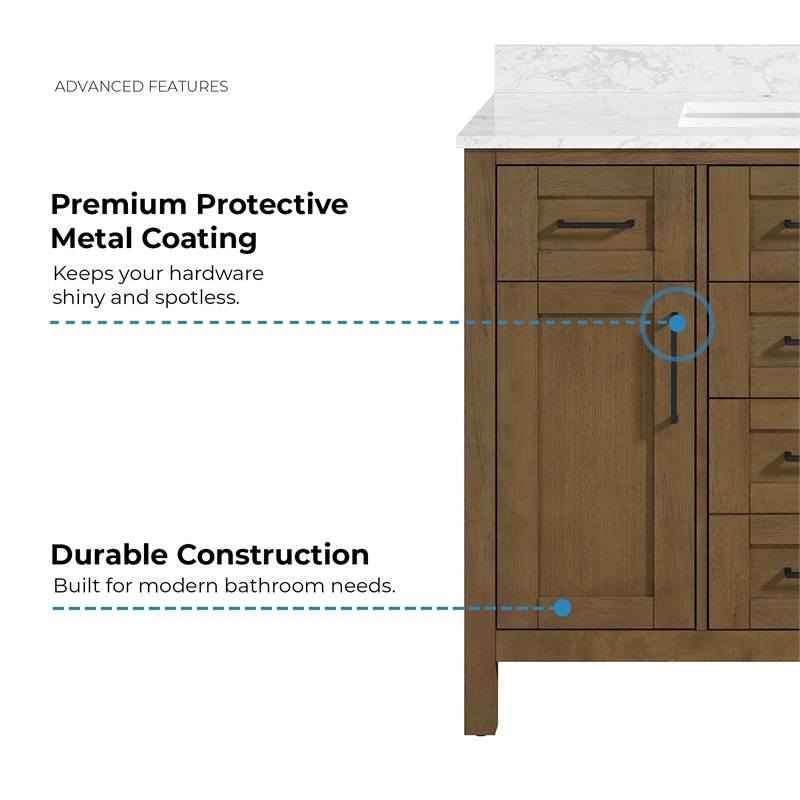 Tahoe 42 in. Bathroom Vanity in Almond Latte with White Countertop