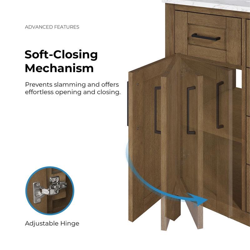 Tahoe 42 in. Bathroom Vanity in Almond Latte with White Countertop