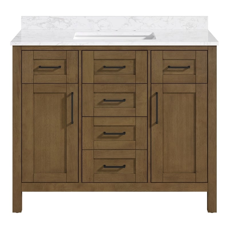 Tahoe 42 in. Bathroom Vanity in Almond Latte with White Countertop
