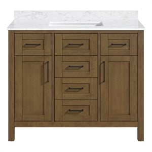 OVE Tahoe 42 in. Bathroom Vanity in Almond Latte with White Countertop