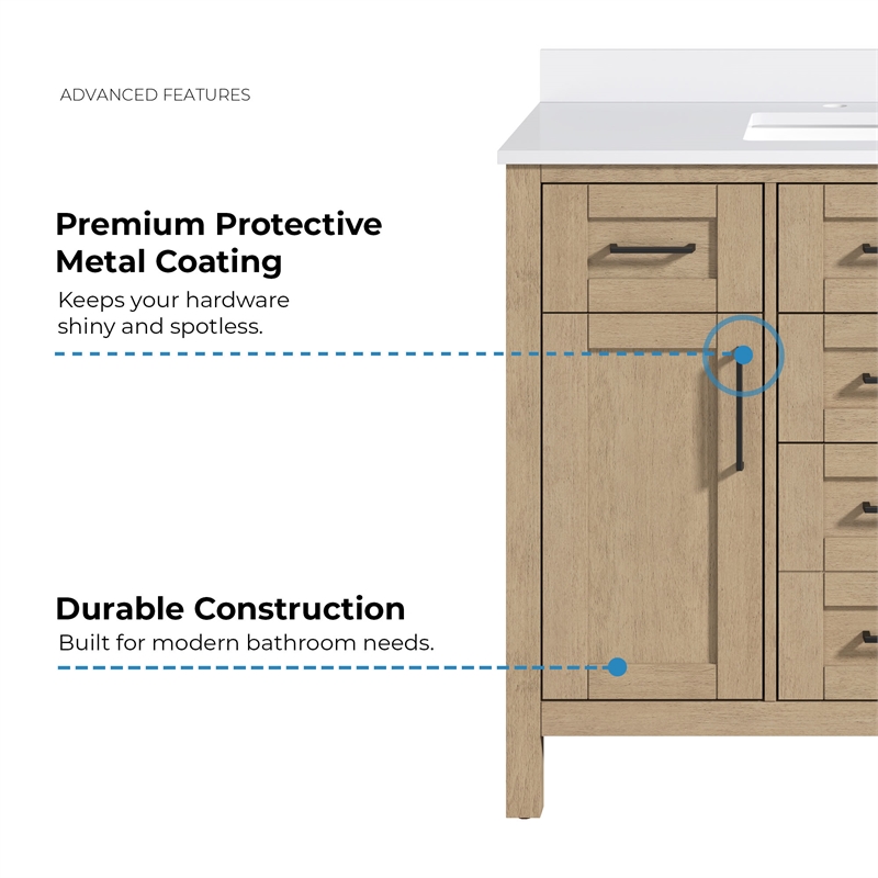 Tahoe 42 in. Bathroom Vanity in Sahara Birch with White Countertop
