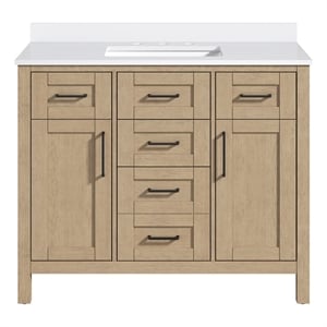 OVE Tahoe 42 in. Bathroom Vanity in Sahara Birch with White Countertop