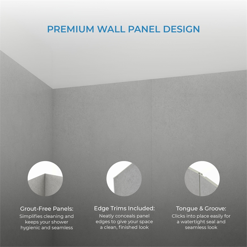 OVE Arroyo Alcove Shower Walls 60 in. x 36 in. x 84 in. in Limestone