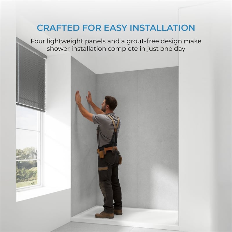 OVE Arroyo Alcove Shower Walls 60 in. x 36 in. x 84 in. in Limestone