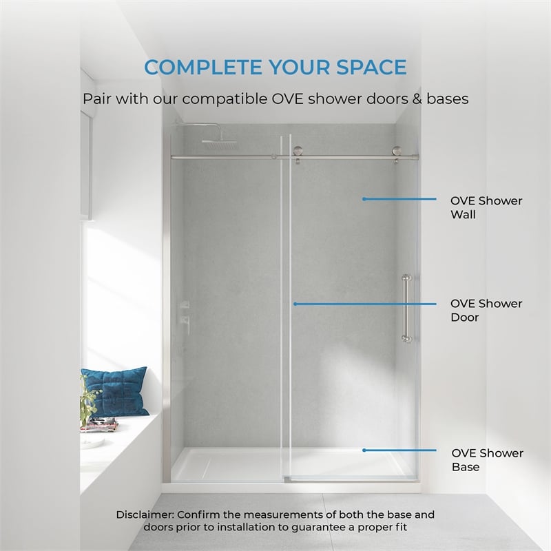 OVE Arroyo Alcove Shower Walls 60 in. x 36 in. x 84 in. in Limestone