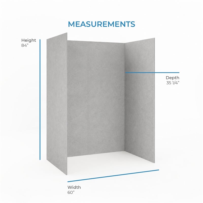 OVE Arroyo Alcove Shower Walls 60 in. x 36 in. x 84 in. in Limestone