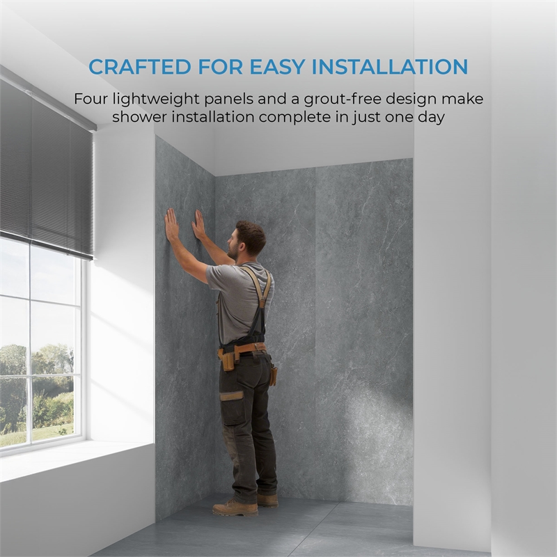 OVE Arroyo Alcove Shower Walls 60 in. x 36 in. x 84 in. in Slate